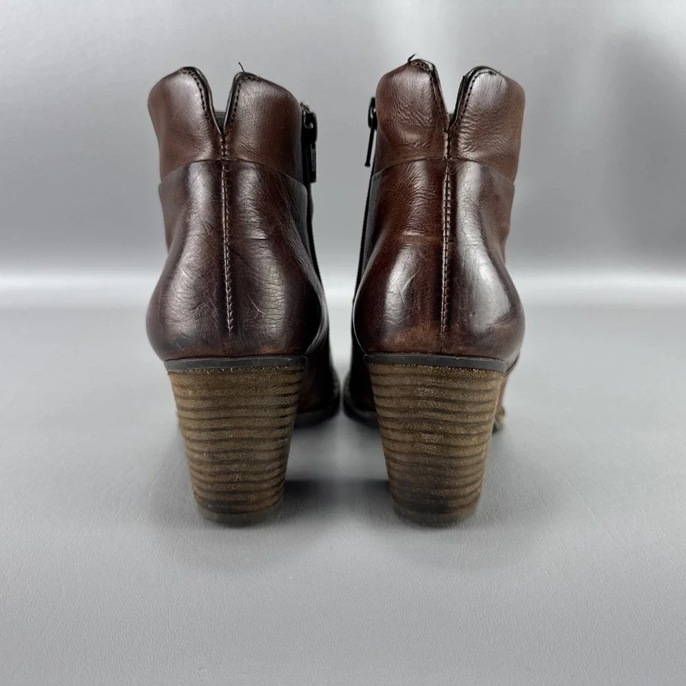 Paul Green Stella Booties Womens UK 4 US 6.5 Stacked Heel Leather Classic Boho